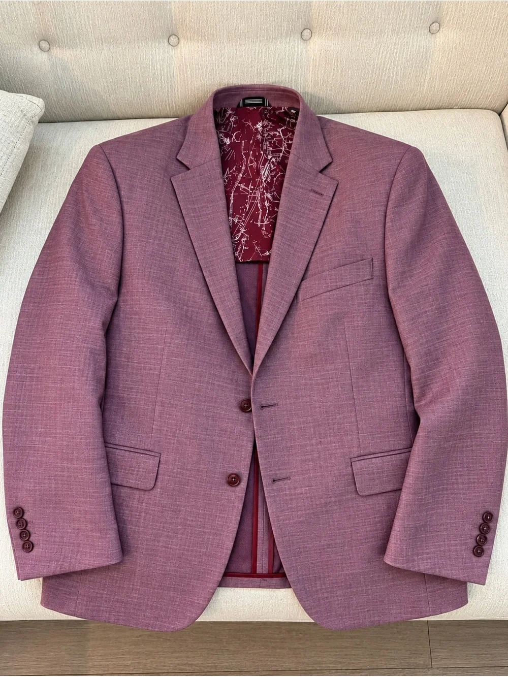 Men's Tailored Notch-Lapel Blazer in Mauve